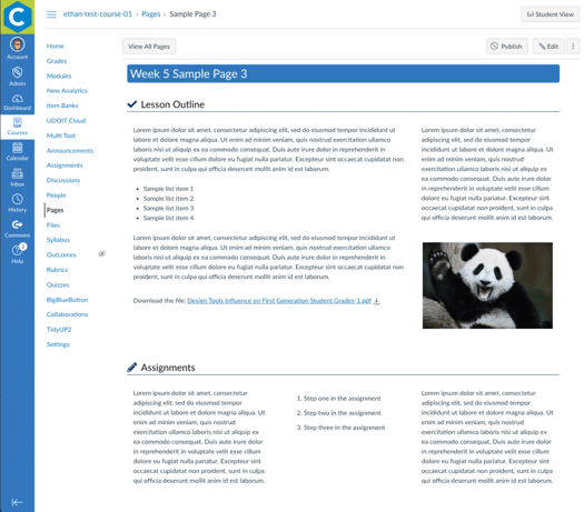 Canvas page with effective use of whitespace